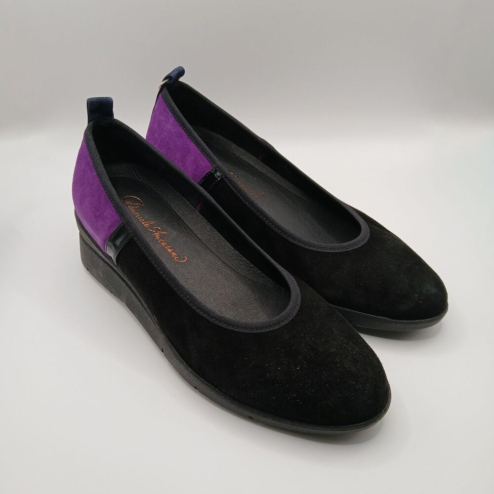 Italian Designer Dan Ancarani Purple & Black Suede Shoes Flats Loafers EU size35